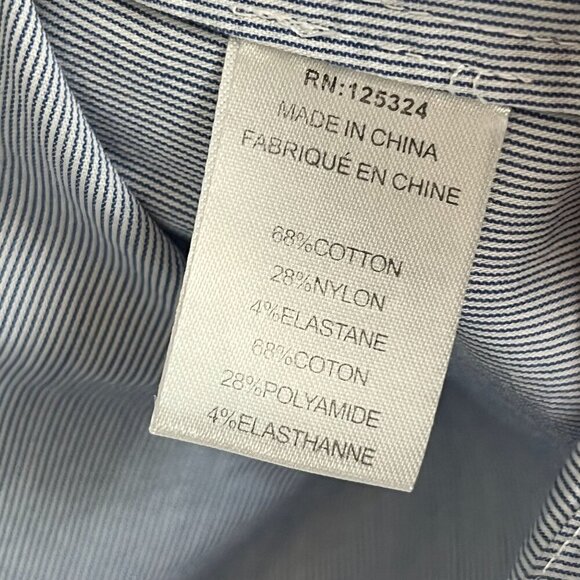 Haute Hippie 3/4 Sleeve Button Front Blouse Blue Pinstripe Cotton Blend Small - Picture 8 of 9